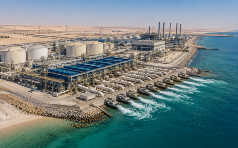 Representative image: A large coastal desalination facility illustrates VA Tech Wabag Limited’s $150 million-plus Kuwait project, which expands WABAG’s Gulf water infrastructure portfolio.