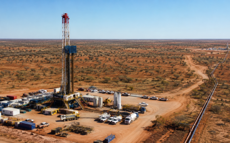 Representative image of remote gas drilling infrastructure in Australia, illustrating how Tamboran Resources Corporation’s Falcon Oil & Gas acquisition could reshape the Beetaloo Basin energy story.