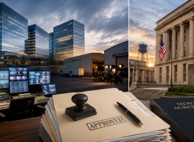 Representative image of a media merger approval process, highlighting how United States Department of Justice clearance could reshape the Paramount Skydance and Warner Bros. Discovery deal, streaming competition and media consolidation.
