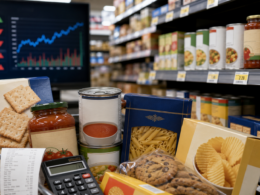 packaged foods in a grocery aisle