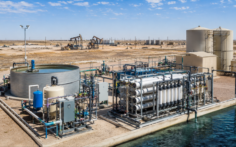 Representative image: A produced-water treatment facility in the Permian Basin reflects Western Midstream’s effort to convert oilfield wastewater into reclaimed freshwater, testing whether water reuse can become a new infrastructure growth business.