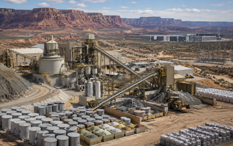 Representative image of a uranium and rare earths processing facility, reflecting Energy Fuels’ push to lift uranium oxide production and expand critical minerals capacity amid rising nuclear fuel and AI power demand.