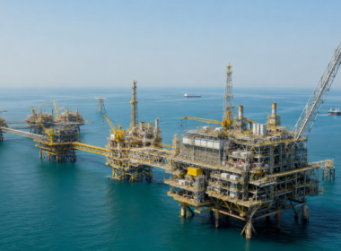 Offshore gas infrastructure in Abu Dhabi waters, illustrating how ADNOC’s $6.2bn Umm Shaif Gas Cap project aims to expand UAE gas supply from a mature field by 2030. Representative image.