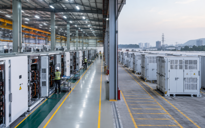 AmpereHour Energy’s 5 GWh Pune BESS facility highlights India’s expanding battery energy storage manufacturing and integration capacity. Representative image.