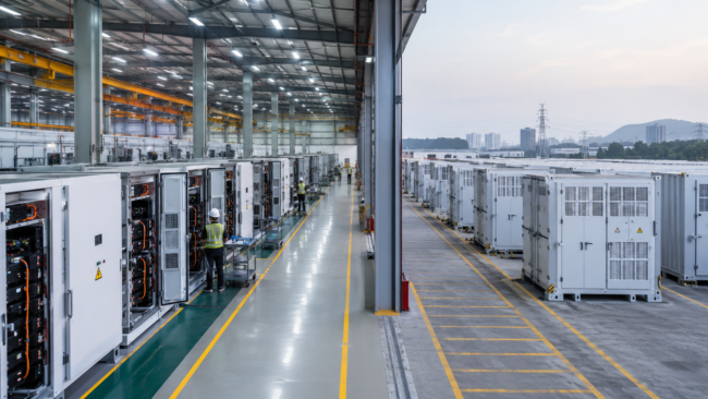 AmpereHour Energy’s 5 GWh Pune BESS facility highlights India’s expanding battery energy storage manufacturing and integration capacity. Representative image.
