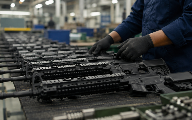 Bharat Forge’s ₹1,661.9 crore Indian Army CQB carbine order moves toward its crucial FY27 production phase, testing the defence manufacturer’s ability to scale indigenous small-arms output and convert a major order book into revenue. Representative image.
