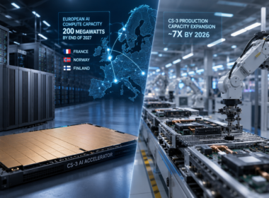 Representative image of AI data center infrastructure and accelerator manufacturing as Cerebras Systems expands European compute capacity and scales CS-3 production.
