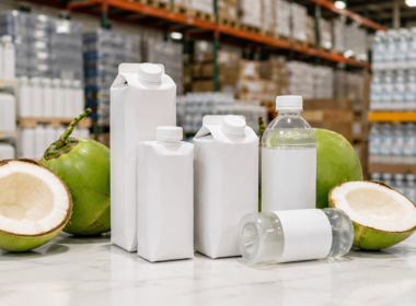 **Representative image:** Unbranded coconut water products and fresh coconuts illustrate The Vita Coco Company’s strong sales growth as investors assess whether higher margins and earnings can support $COCO.