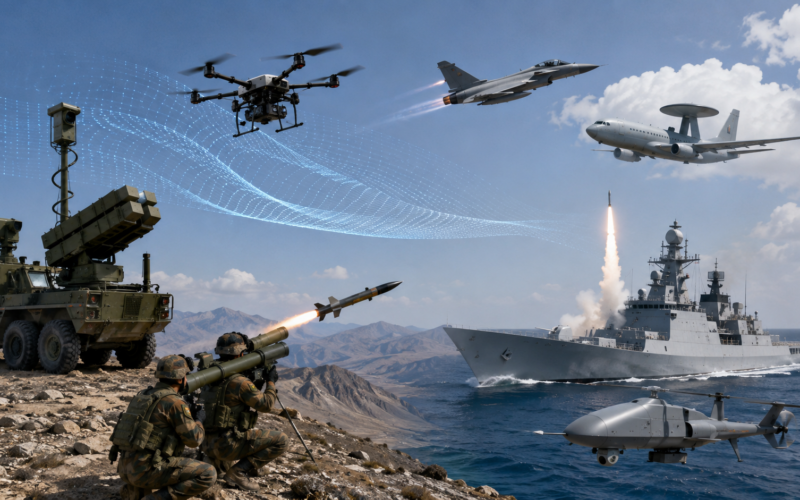 Representative image of India’s ₹52,000 crore Defence Acquisition Council approval, highlighting future opportunities in counter-drone warfare, missile systems, naval unmanned aircraft and high-altitude surveillance platforms.