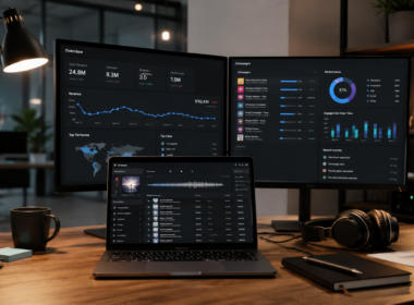 Representative image: Digital music distribution and campaign analytics illustrate Destiny Media Technologies’ Play MPE strategy as Sharath Cherian takes over as CEO amid revenue pressure and major-label customer concentration.