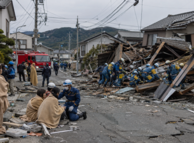Representative image: Emergency teams search earthquake-damaged homes in Japan as the deadly Kumamoto earthquake leaves at least 18 people dead and rescue operations continue amid powerful aftershocks.