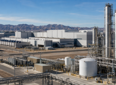 Industrial gas infrastructure supporting a large semiconductor manufacturing complex, reflecting Linde plc’s planned $1 billion investment to expand ultra-high-purity gas supplies for new chip fabrication facilities in Phoenix, Arizona. Representative image.