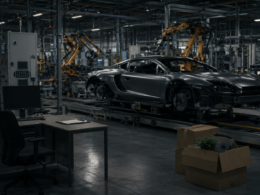 An automated luxury-car production line reflects Porsche’s plan to eliminate 5,000 additional jobs as weakening China sales and a slower electric vehicle transition drive a broader restructuring. Representative image.