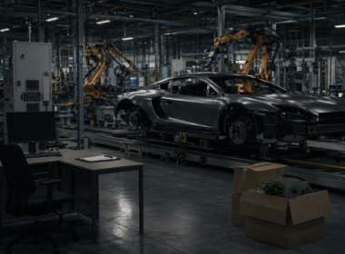 An automated luxury-car production line reflects Porsche’s plan to eliminate 5,000 additional jobs as weakening China sales and a slower electric vehicle transition drive a broader restructuring. Representative image.