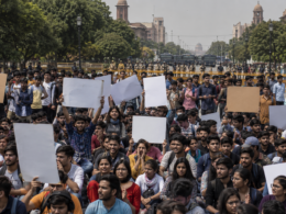 Representative image of youth protesters near government buildings in New Delhi, reflecting how India’s exam leak scandal and Gen Z-led student protests have become a major political test for Narendra Modi’s government.