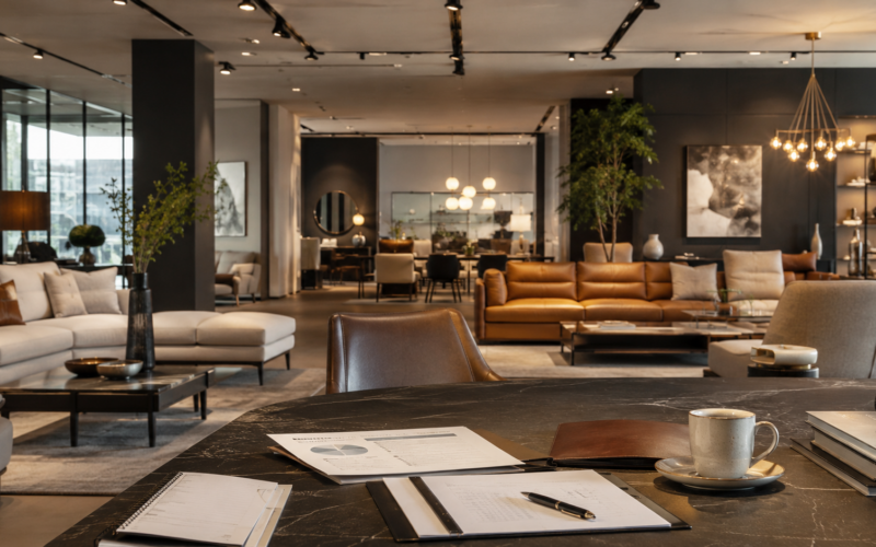 A premium furniture showroom reflects Roche Bobois’ leadership transition as Éric Amourdedieu takes control of the luxury interiors group amid weaker revenue, softer orders and pressure to revive international growth. Representative image.