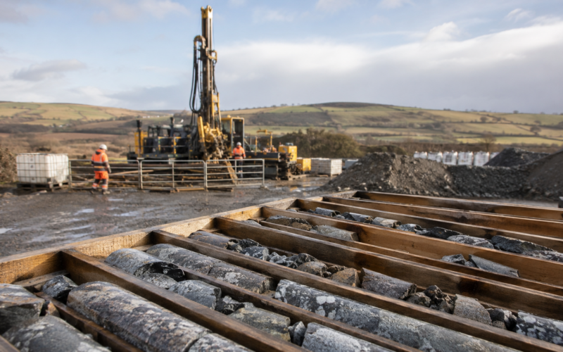 Representative image of critical minerals drilling and rock core sampling, reflecting investor interest in Strategic Minerals plc’s Redmoor tungsten project in Cornwall.