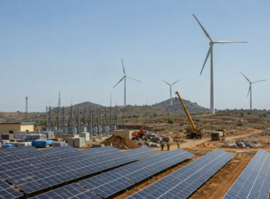Tata Power has begun work on its ₹5,750 crore, 800 MW renewable energy project in Andhra Pradesh, combining solar capacity in Kurnool with wind power in Ananthapuram and battery-backed electricity supply. Representative image.