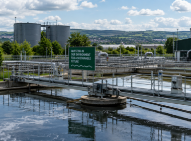 Representative image of a United Kingdom wastewater treatment facility as Severn Trent PLC reaffirms its FY27 outlook, capital investment plan and performance incentive target.