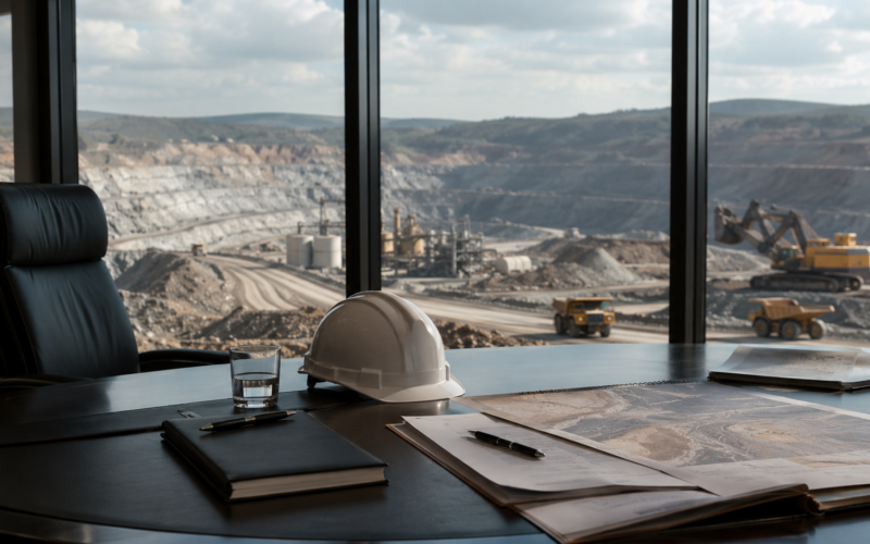 A mining executive workspace overlooking an open-pit operation reflects Arun Misra’s appointment as Vedanta Limited chief executive officer as the group enters its post-demerger growth phase across zinc, copper and critical minerals. Representative image.