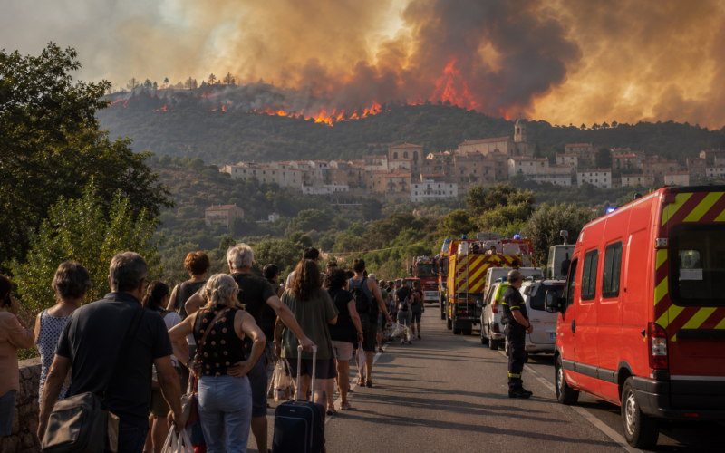 Representative image: Residents evacuate as fast-moving wildfires threaten communities in France and Spain, highlighting the growing human and economic toll of Europe’s escalating fire emergency.
