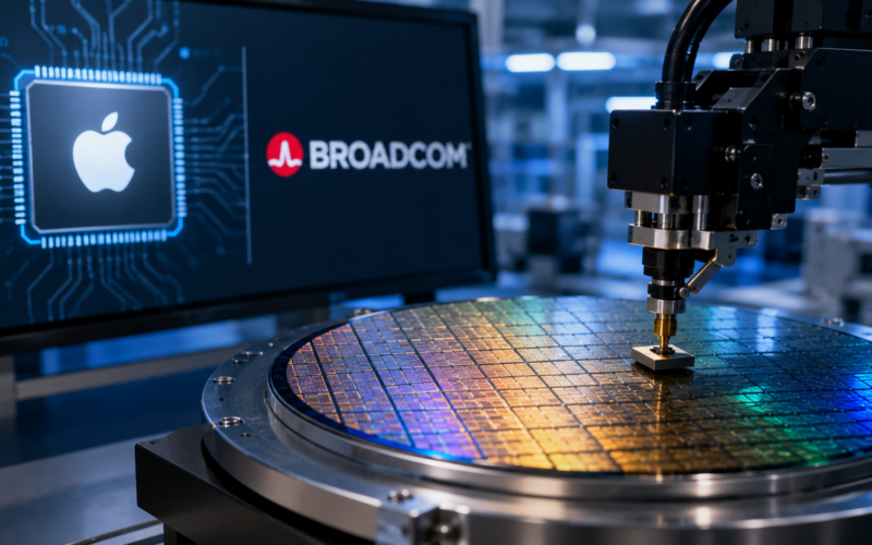 Representative image of advanced semiconductor manufacturing as Apple Inc.’s multiyear chip commitment strengthens Broadcom Inc.’s custom silicon, AI infrastructure and U.S. production outlook.