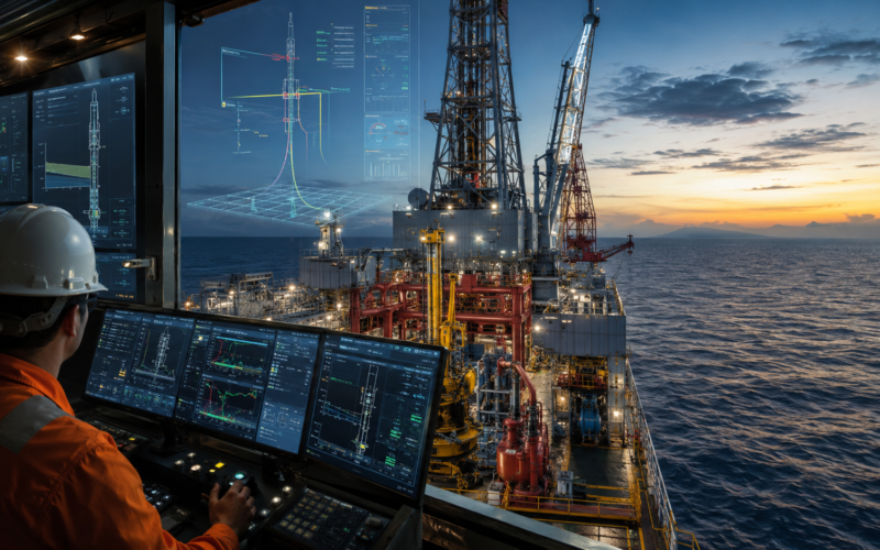 Halliburton Company and Eni S.p.A. deploy closed-loop rig automation to improve drilling efficiency and pressure control on a deepwater exploration well offshore Indonesia. Representative image.