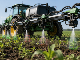AI precision spraying is changing weed control by using machine vision to identify and treat individual plants, helping farmers reduce herbicide use while maintaining field-scale productivity. Representative image.