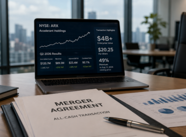 Accelerant Holdings’ $4 billion-plus take-private deal with Thoma Bravo values the specialty insurance risk exchange operator at $20.25 per share, a 49% premium to its August 12 closing price, ending its public-market run just over a year after its New York Stock Exchange debut. Representative image.