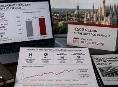 Assicurazioni Generali delivered stronger-than-expected first-half 2026 earnings and launched a €500 million share buyback, sharpening investor focus on whether Generali shares can extend gains near their 52-week high. Representative image.