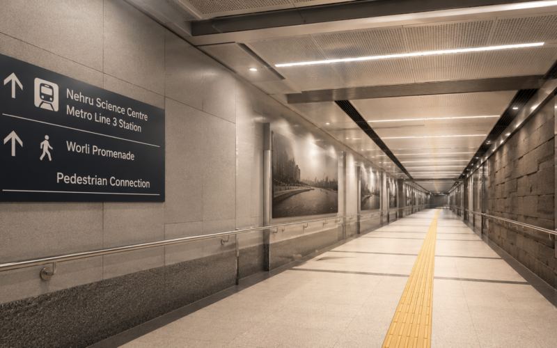 BMC’s ₹702.44 crore underground pedestrian connection will link the Nehru Science Centre Metro Line 3 station with the Worli promenade, with Mumbai Metro Rail Corporation Limited tasked with implementing the project as part of Mumbai’s expanding urban transport network. Representative image.
