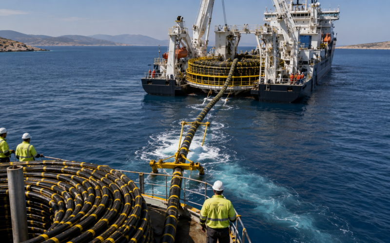 Cenergy Holdings’ Hellenic Cables has secured a €1.5 billion contract for the 1 GW Corinth-Kos HVDC interconnection, a 1,290-kilometre power link that will connect the Dodecanese islands to Greece’s high-voltage grid and lift the group’s backlog toward €5.4 billion. Representative image.