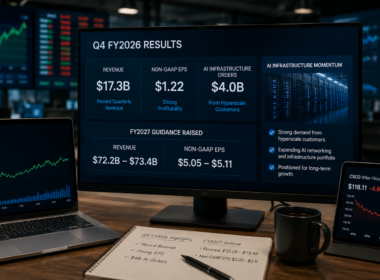 Cisco Systems’ record fiscal fourth-quarter revenue, $4 billion in AI infrastructure orders and higher fiscal 2027 guidance put the spotlight on whether its AI momentum can translate into sustained growth after shares slipped in extended trading. Representative image.