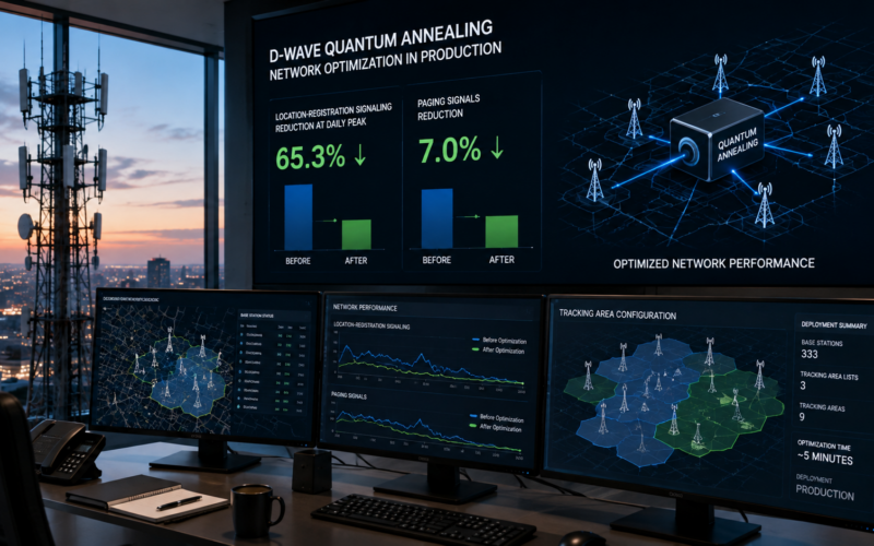 D-Wave Quantum’s second production deployment at NTT DOCOMO uses quantum annealing to optimize mobile-network tracking areas, cutting peak location-registration signaling by 65.3% while also reducing paging traffic. Representative image.