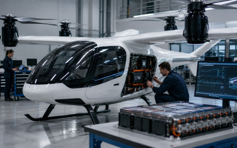SES AI Corporation’s advanced battery technology is set to support Doroni Aerospace’s H1-X personal eVTOL development, highlighting the growing role of high-energy battery packs in electric aviation. Representative image.
