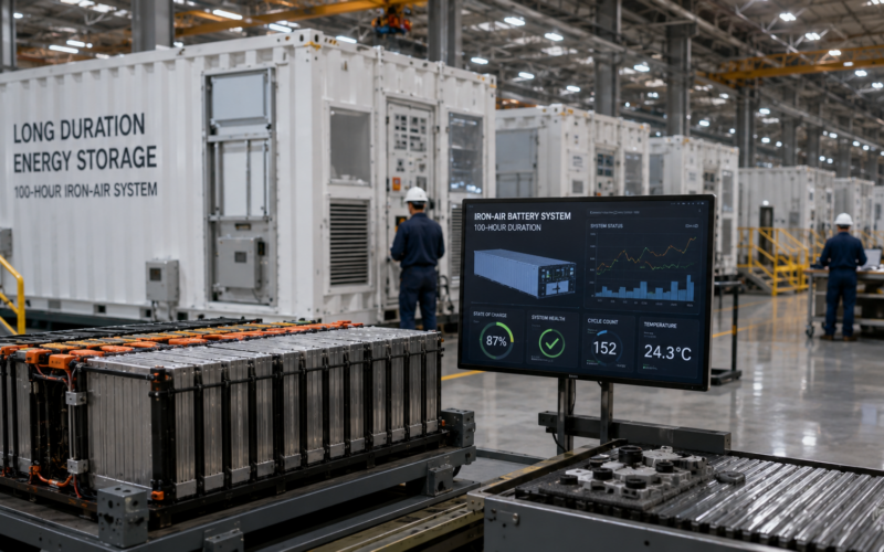 Form Energy's $750 million Series G will expand 100-hour iron-air battery production as an 80 GWh backlog from utilities and AI infrastructure tests manufacturing scale. Representative image.