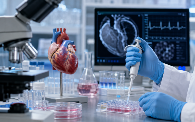 Greenstone Biosciences is advancing NIH-backed research into potential cardiac fibrosis therapies for Duchenne muscular dystrophy using patient-derived stem cell models and AI-assisted drug discovery. Representative image.