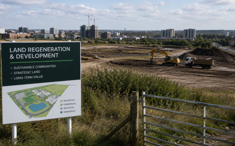 Harworth Group’s UK land regeneration portfolio is in focus after Peel Pepper’s 172.5 pence-per-share takeover proposal valued the property developer at about £582.9 million, raising questions over the value of its long-term development and data-centre pipeline. Representative image.