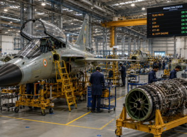 Hindustan Aeronautics Limited’s strong Q1 FY27 earnings and ₹2.55 lakh crore order book are shifting investor focus from defence order visibility to how quickly Tejas fighters, helicopters and engine programmes can translate into deliveries, revenue and cash flow. Representative image.