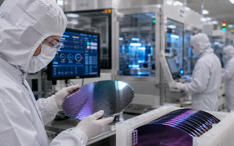 IQE plc manufactures advanced compound-semiconductor wafers used in artificial intelligence data centres, optical communications, defence, satellites, smartphones, automotive sensors and power electronics. Representative image.