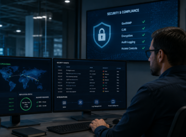 Laserfiche Enterprise Security strengthens cloud content management with multi-region disaster recovery, privileged-user monitoring, SIEM integration and controls designed for GovRAMP and CJIS-sensitive environments. Representative image.