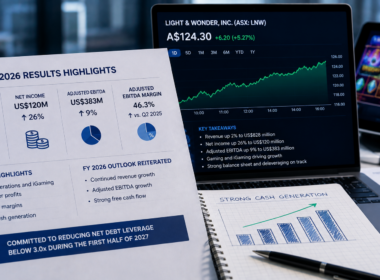 Light & Wonder shares rose 5.27% to A$124.30 after Q2 2026 results showed stronger earnings, expanding margins and accelerating cash generation, while the company maintained its full-year outlook and deleveraging target. Representative image.
