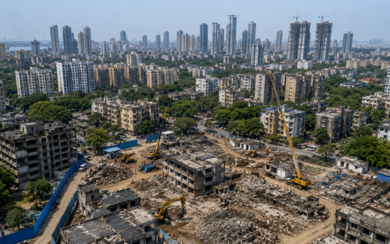 MHADA’s Construction and Development Agency model covers 11 proposed Mumbai redevelopment projects spanning about 925 acres, with nearly ₹4 lakh crore of potential investment and more than 100,000 rehabilitation and authority-owned homes in the pipeline. Representative image.