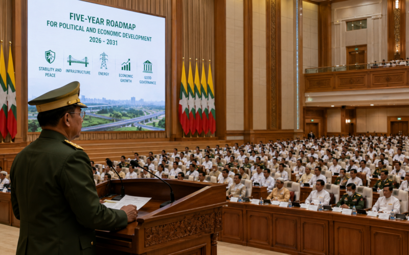Myanmar President Min Aung Hlaing’s five-year roadmap links infrastructure, energy and economic development promises with delayed elections, continued military conscription and rejection of the Association of Southeast Asian Nations peace framework. Representative image.