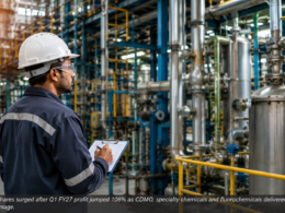 Navin Fluorine International shares surged after Q1 FY27 profit doubled as CDMO, specialty chemicals and fluorochemicals delivered strong growth. Representative image.