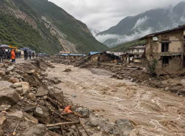 Nepal–Tibet flood disaster leaves Himalayan communities devastated after a glacier collapse triggered destructive torrents of water, ice, rock and mud, with hundreds confirmed dead and thousands still missing across the border region. Representative image.