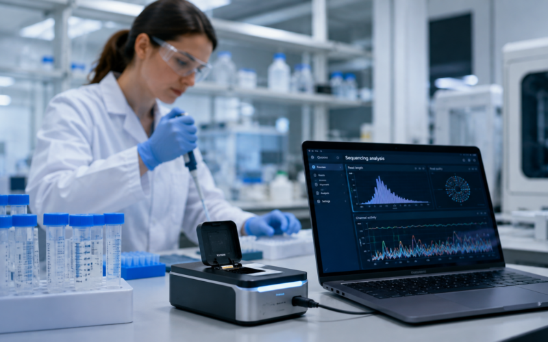 Oxford Nanopore Technologies’ portable DNA and RNA sequencing platform is expanding across genomics research, infectious-disease surveillance, pharmaceutical development and industrial biology. Representative image.