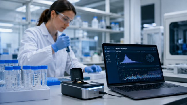 Oxford Nanopore Technologies’ portable DNA and RNA sequencing platform is expanding across genomics research, infectious-disease surveillance, pharmaceutical development and industrial biology. Representative image.