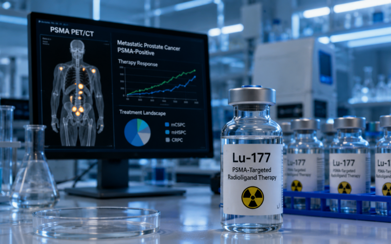 Novartis AG’s expanded US Food and Drug Administration approval for Pluvicto moves PSMA-targeted radioligand therapy into an earlier metastatic prostate cancer setting, potentially widening access while testing the company’s manufacturing and commercial capacity. Representative image.