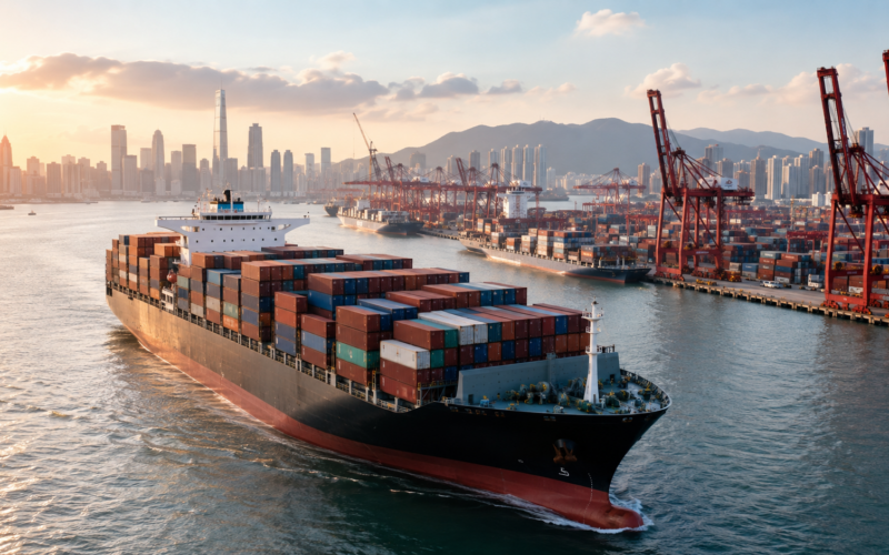 A container ship operates near a major Asian port as Seaspan Corporation expands its financing options with a RMB 1.5 billion Panda bond, becoming the first international ship owner and operator to access China’s domestic Panda bond market. Representative image.